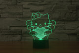 3D 7 Color Hello Kitty Illusion Lamp V2 with Remote Control