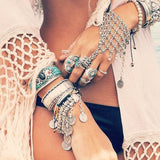 Boho Inspired Silver Bracelet And Anklet