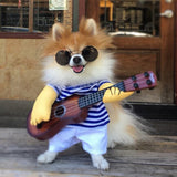 *Hot! Funny Rockstar With Guitar Costume For Dogs and Cats