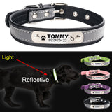 Personalized Reflective Leather Dog Collar With Custom Name Tags!
