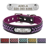 Personalized Embroidered Leather Dog Collar With Custom Name Tags!